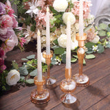Transform Your Event Decor with the Set of 4 Assorted Gold Glass Candle Stands